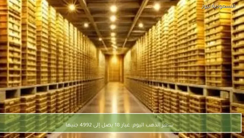 سعر الذهب اليوم: عيار 18 يصل إلى 4992 جنيها