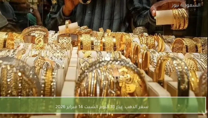 سعر الذهب عيار 18 اليوم السبت 14 فبراير 2026