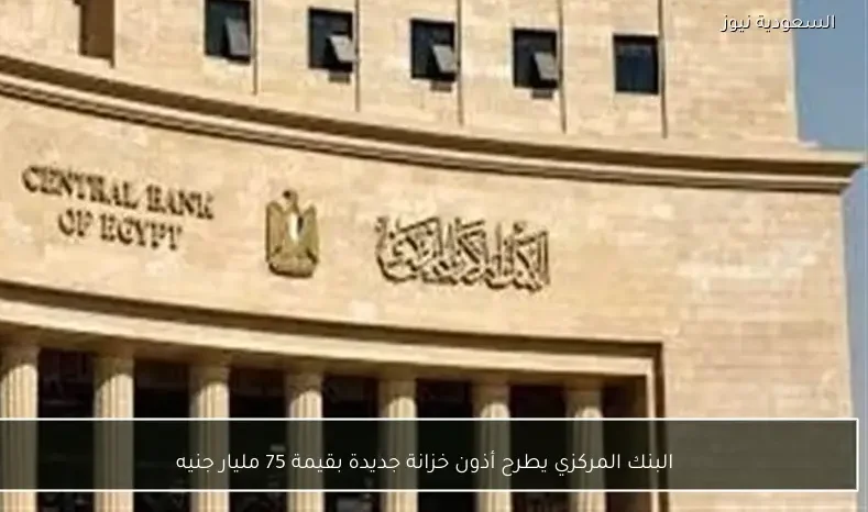 البنك المركزي يطرح أذون خزانة جديدة بقيمة 75 مليار جنيه